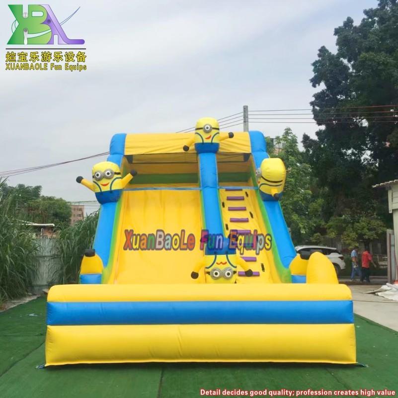 Minion Yellow Slide Inflatable Toys Bouncy Dry Slide Jumper For School Use