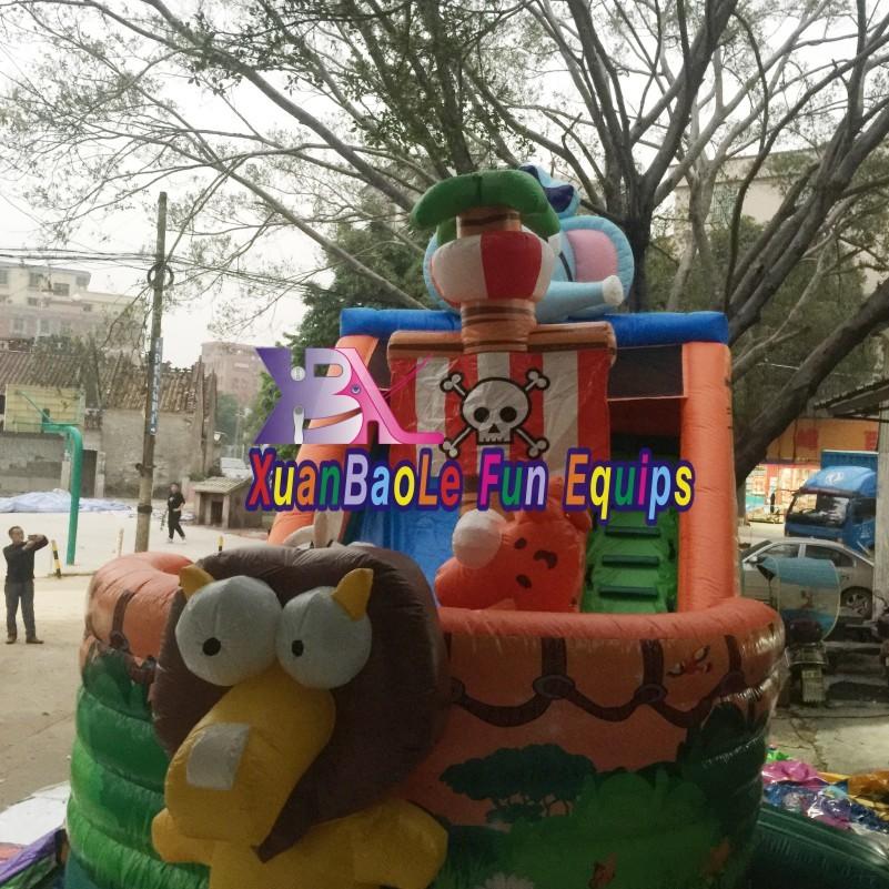 Inflatable Safari Park Bouncy Slide PVC Inflatable Elephant Bouncer Colorful Zoo&Palm Trees Standard Slide