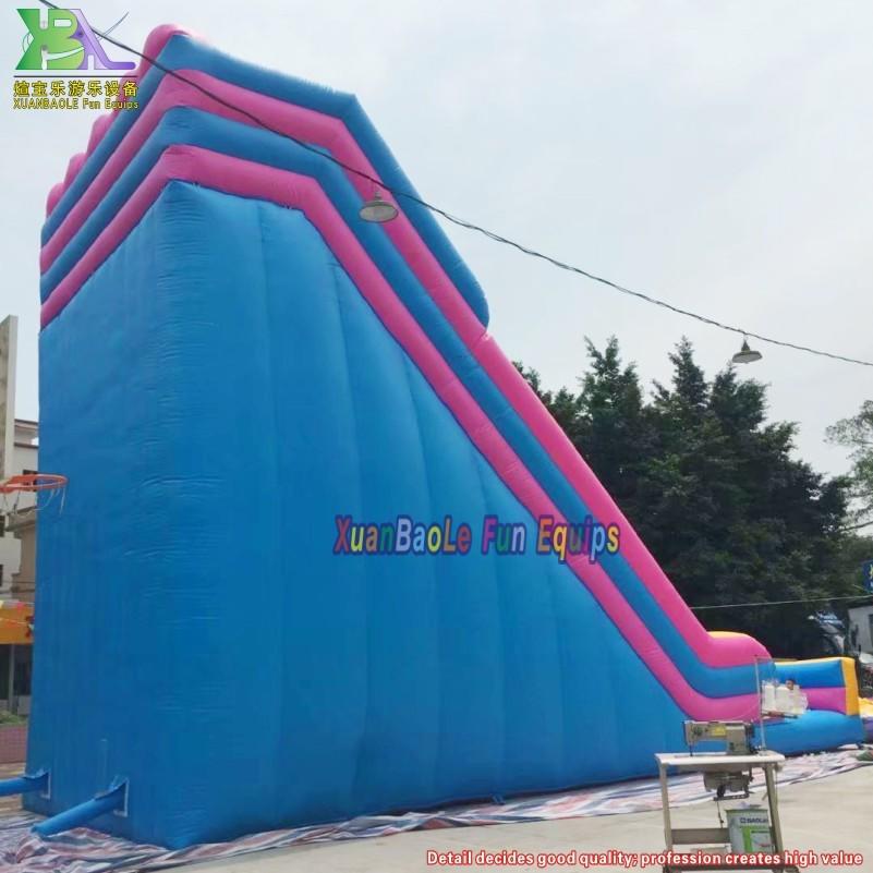 Outdoor Mobile Commercial Blue Inflatable Slide, Exciting Giant Inflatable Dry Slide For Adult