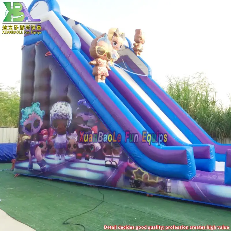 Outdoor Camping Game Inflatable Slide Children Playing Bouncy Slide With Beautiful Cartoon Girls