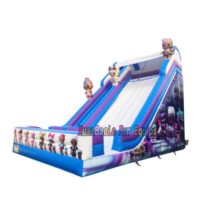 Outdoor Camping Game Inflatable Slide Children Playing Bouncy Slide With Beautiful Cartoon Girls