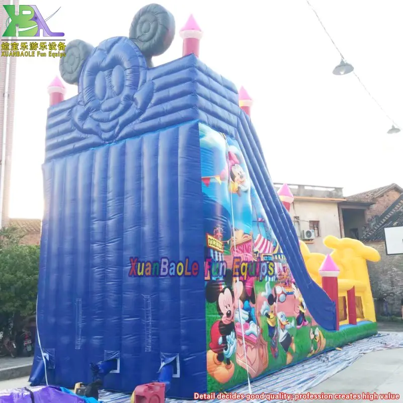 Professional Factory Favorite Micky Mouse Cartoon Inflatable Slide Inflatable Dry Slide For Amusement Park
