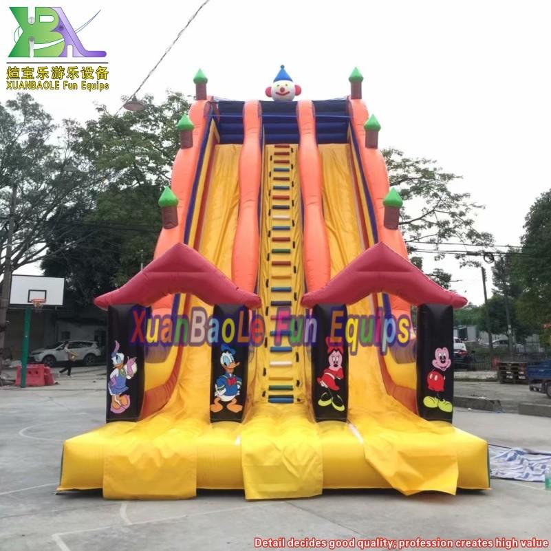 Giant Cartoon 12x5x10M Inflatable Clown Slide Double Lanes Dry Slide