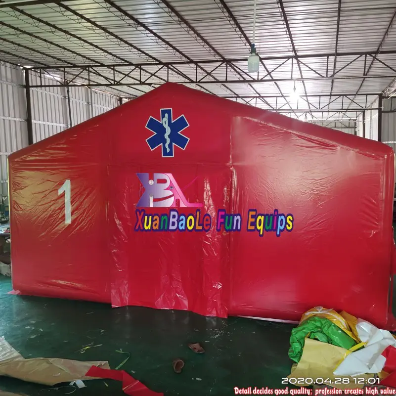 Custom Design Fast Set Pp Multi-functional Red Inflatable Medical Tent For Emergency Hospital Rescue And Shelter Use