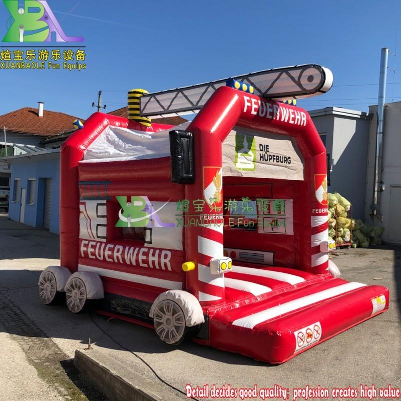 Fire Engine Car Jumper Inflatable Castle Bouncer, Party Rental Business Fire Truck Theme Bounce House