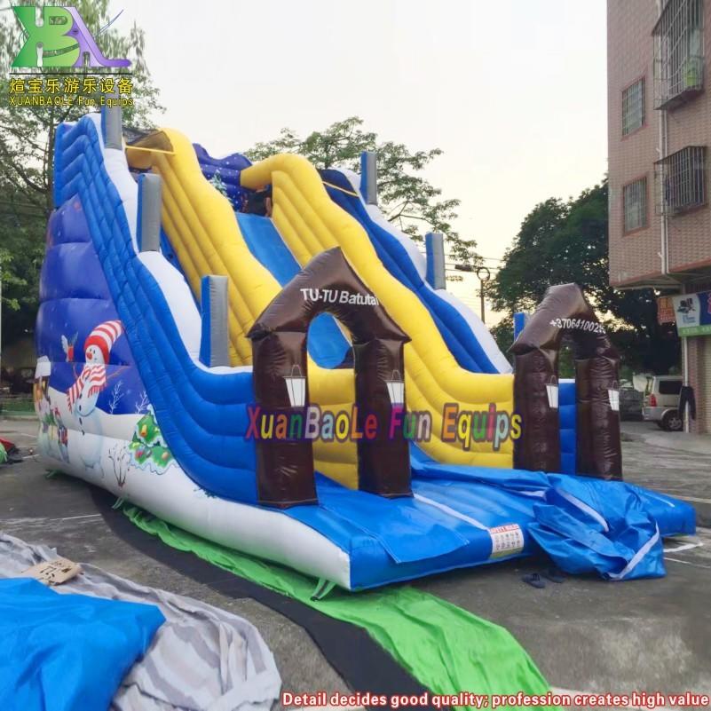 Adrenaline Inflatable Avalanche Run Slide, Inflatable Toboggan Slides, Snow World Inflatable Slide For Winter