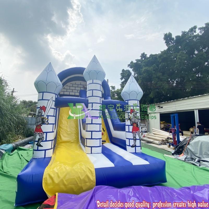 Commercial Outdoor Inflatable Junior Slide Knight Castle With Dry Slide Bouncer