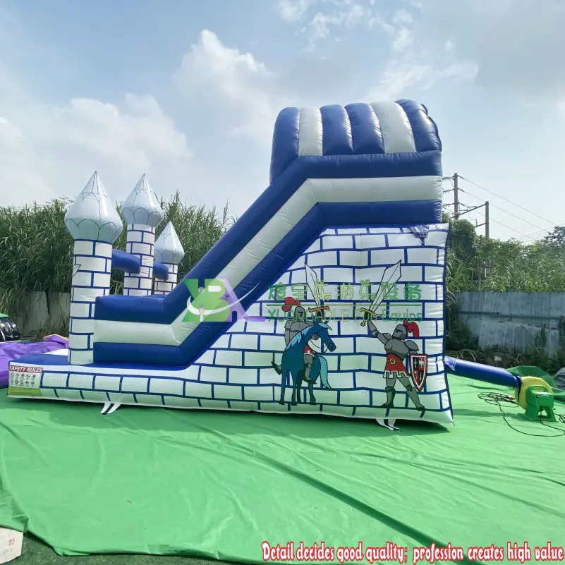 Commercial Outdoor Inflatable Junior Slide Knight Castle With Dry Slide Bouncer