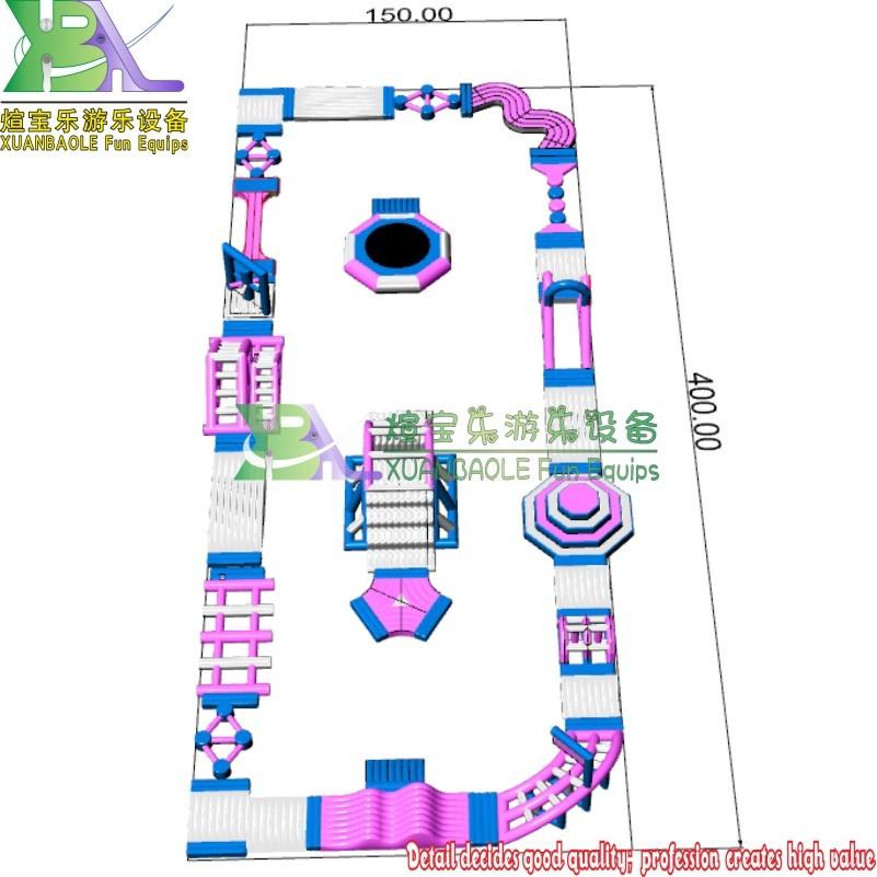 Pink&White Giant Inflatable Floating Water Park For Adults, Floating Inflatable Aqua Park Adventure Water Sports