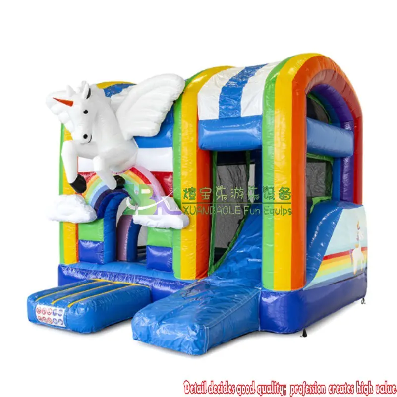 Inflatable Magical Unicorn Combo Bounce House With Slide / Unicorn Bouncer Play Zone For Kids