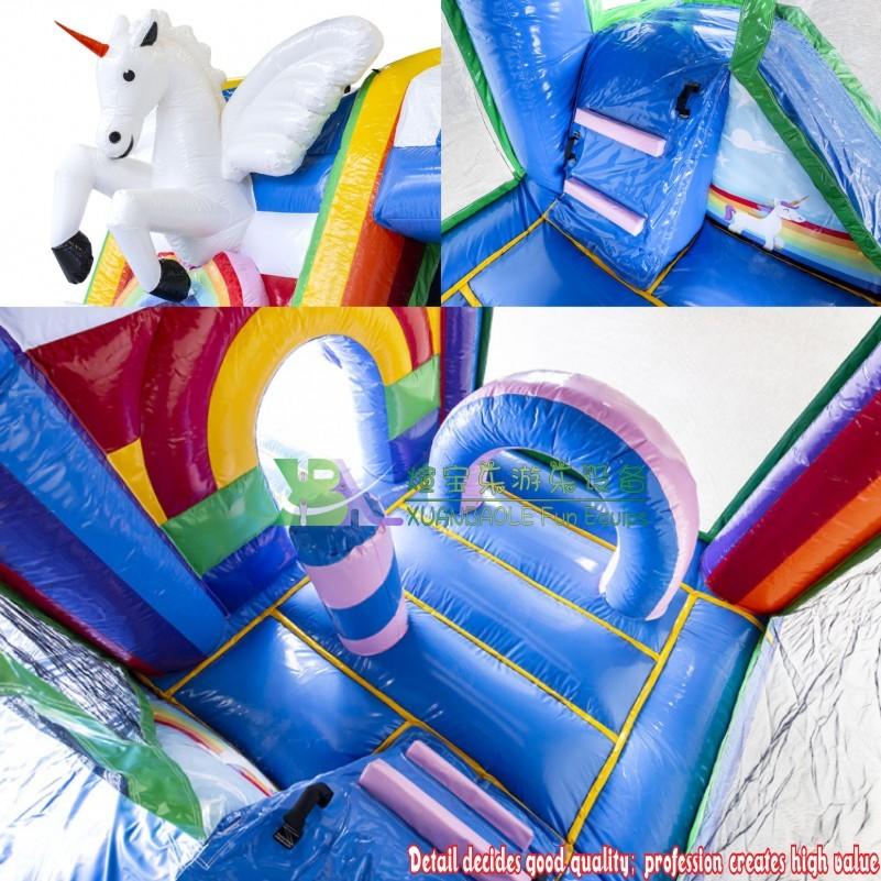 Inflatable Magical Unicorn Combo Bounce House With Slide / Unicorn Bouncer Play Zone For Kids