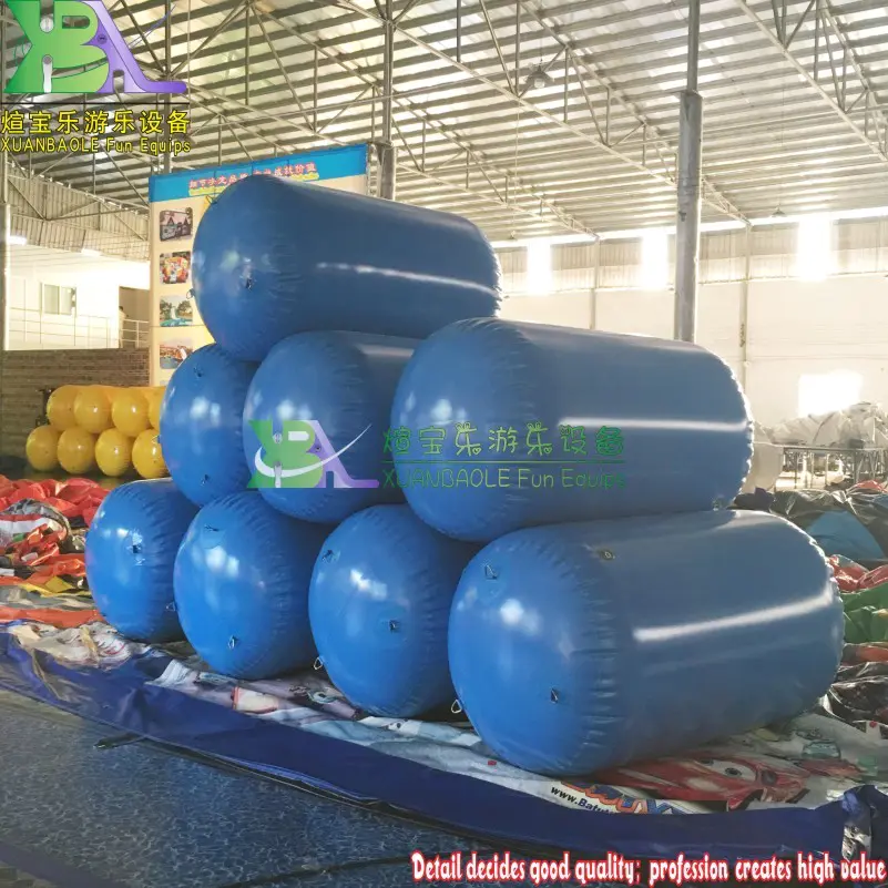 Custom Size Light Blue Inflatable Swim Buoy / Inflatable Water Barrier For Water Park Used
