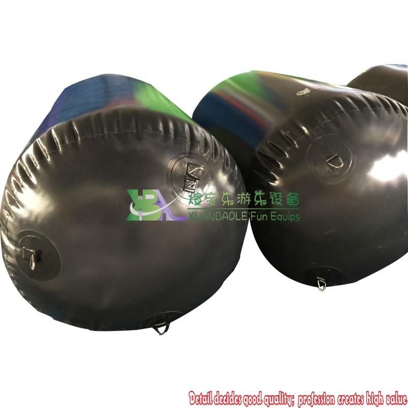 Black 0.9mm PVC Cylinder Inflatable Buoy Water Games , Inflatable Air Buoy For Swimming Event