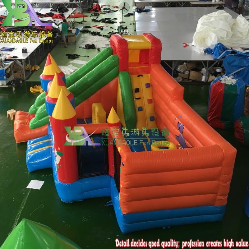 Kids Inflatable Bounce House Backyard Jumping Dual Slide Bouncer Castle / 950W Air Blower