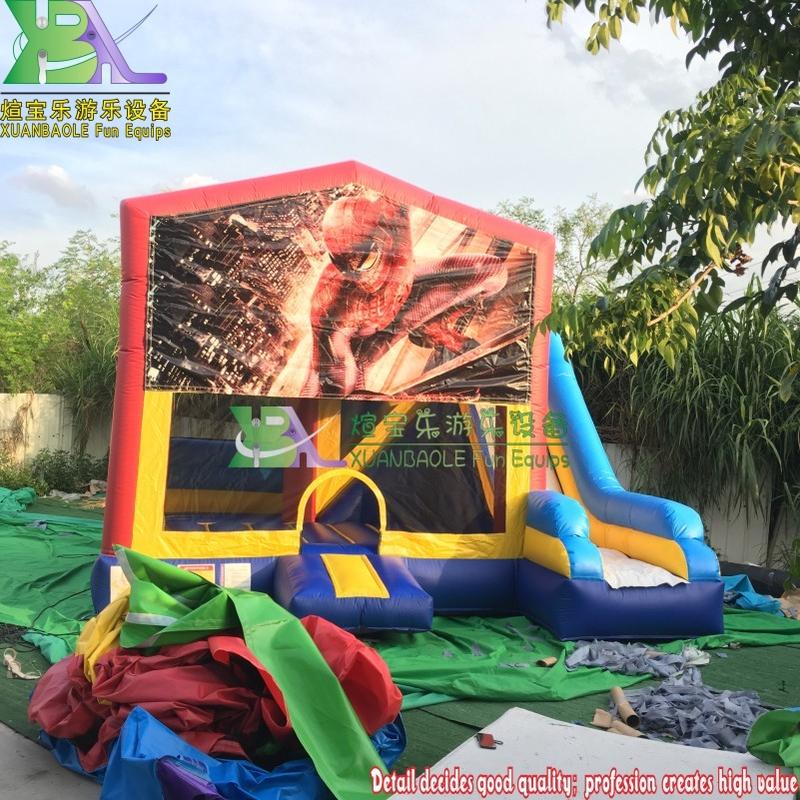 Detachable Spiderman Inflatable Combo Bounce House Jumping Castle Slide For Outdoor Entertainment Business