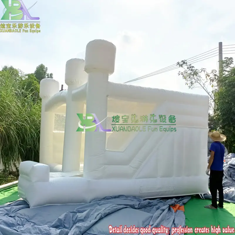 Commercial New Inflatable Wedding Jumper Bouncer Castle / White Jumping Bed / Bouncy Bounce House