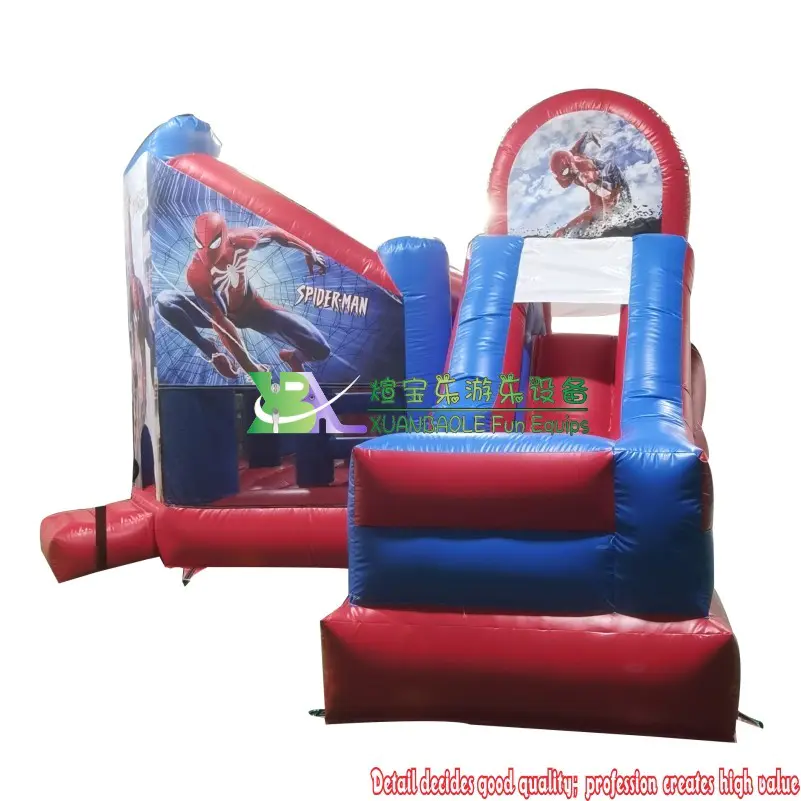 Durable Commercial Grade Inflatable Bouncy Jumping Slide bouncer house Spiderman inflatable jump Slide Combo