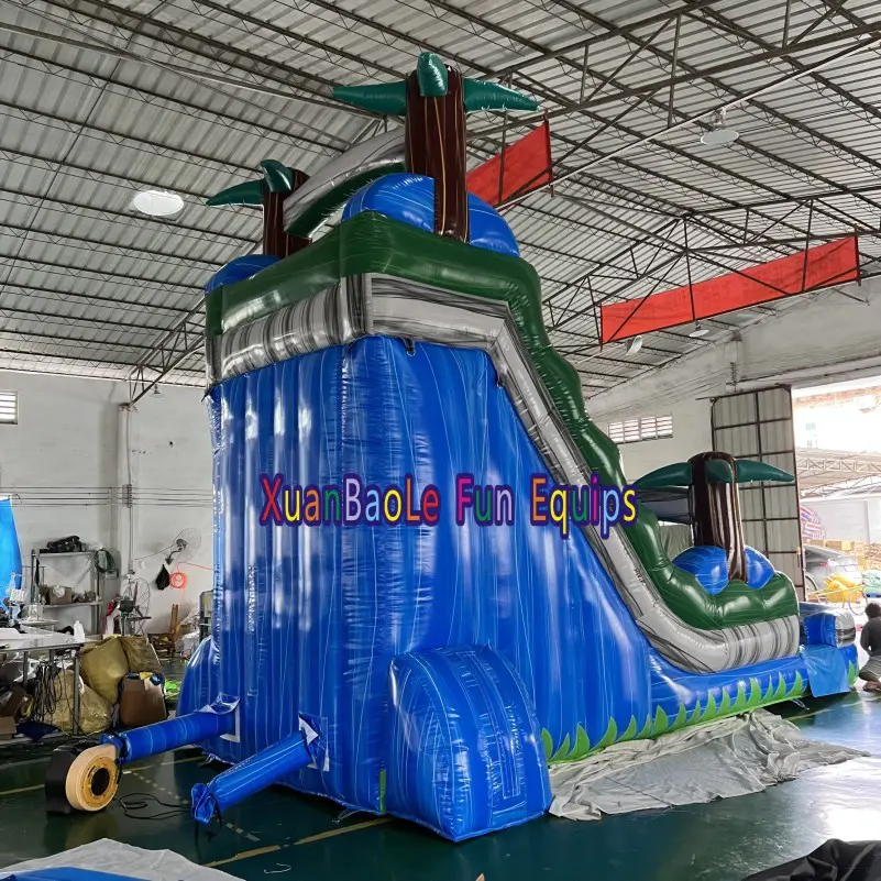 16ft volcano adult commercial castillo inflable slide pool blue marble tropical waterslide bounce house inflatable water slide