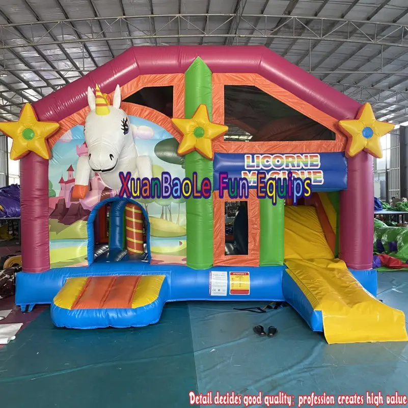 Unicorn Magic Inflatable Combo/ Unicorn Bouncer Jumping Bouncy Castles With Slide