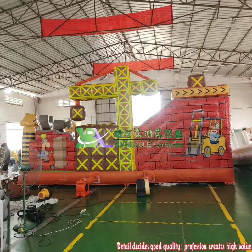 25ft x 21ft Multiplay Combo Bouncy Castle, Inflatable construction building fun city bouncer slide
