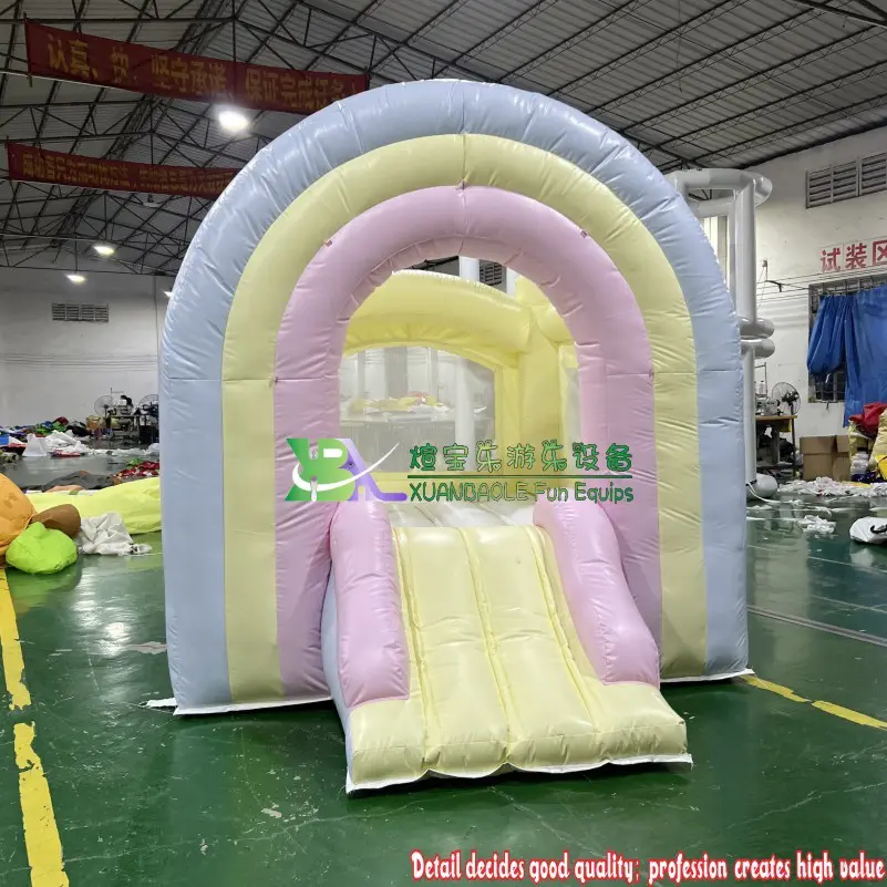 Rainbow pastel bounce house inflatable bouncer wedding party hire bouncy castle