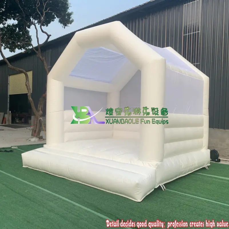 Outdoor Toddler White Wedding Bouncer House Inflatable Jumping Bouncy Castle
