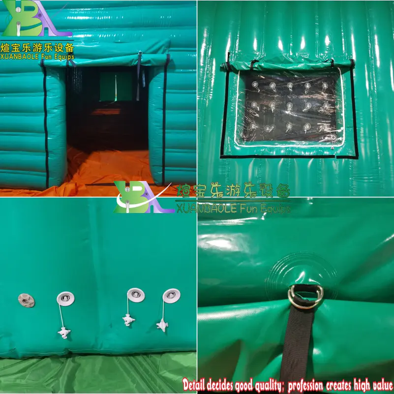 Dark Green inflatable storage tent, large durable airtight arch tunnel tent