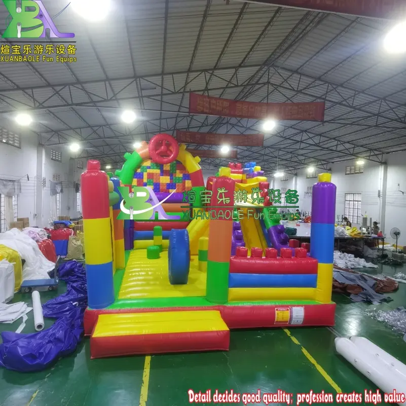Marvel Lego Block Building Construction Play land Inflatable Combo Bouncy Castle Slide