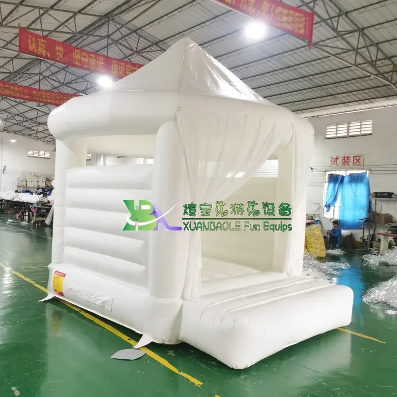 Wedding party rental White peach door curtain bouncy castle adults jumping castle with roof