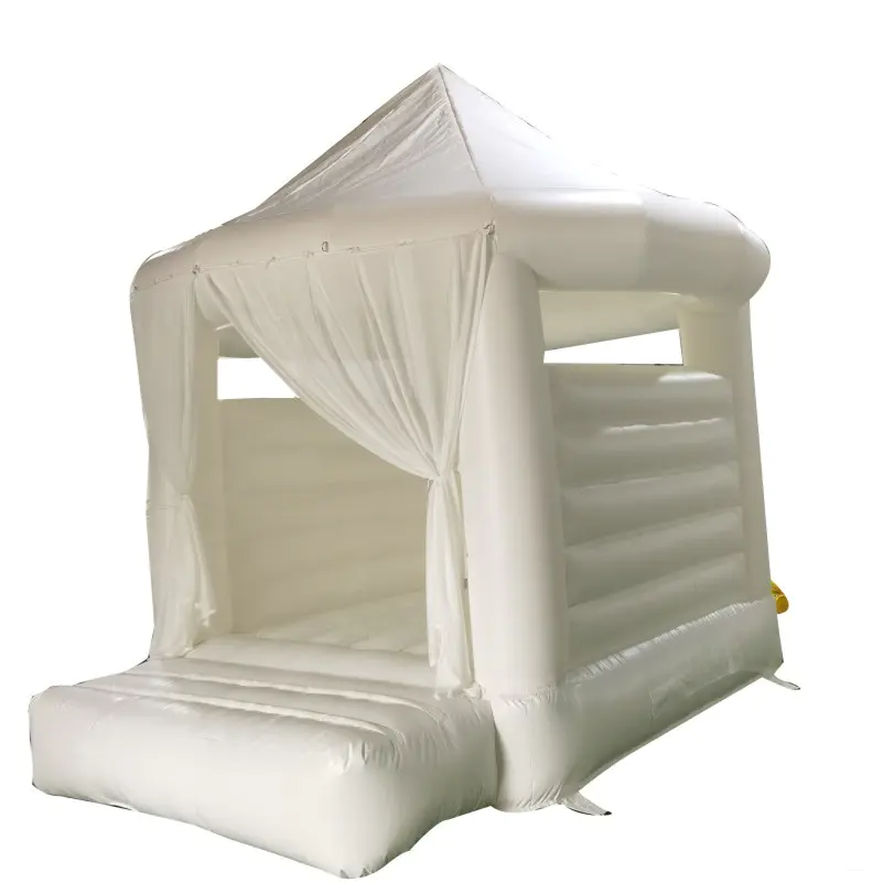 Wedding party rental White peach door curtain bouncy castle adults jumping castle with roof