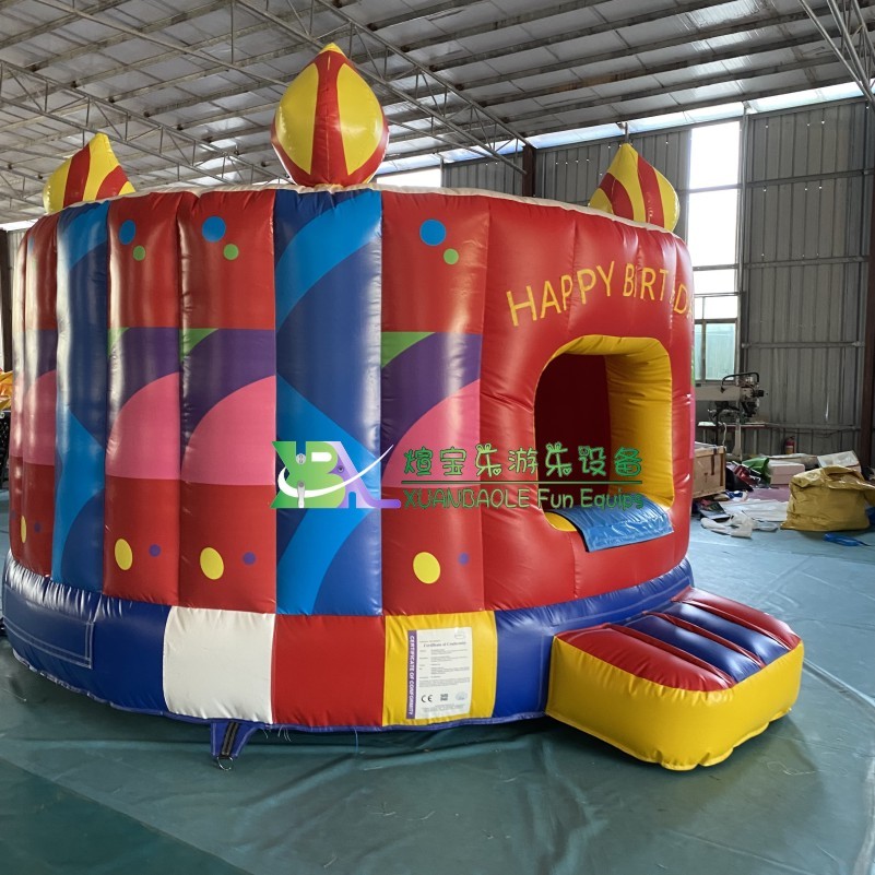 Red Birthday Cake Theme Inflatable Moonwalk Jumper Bouncy House