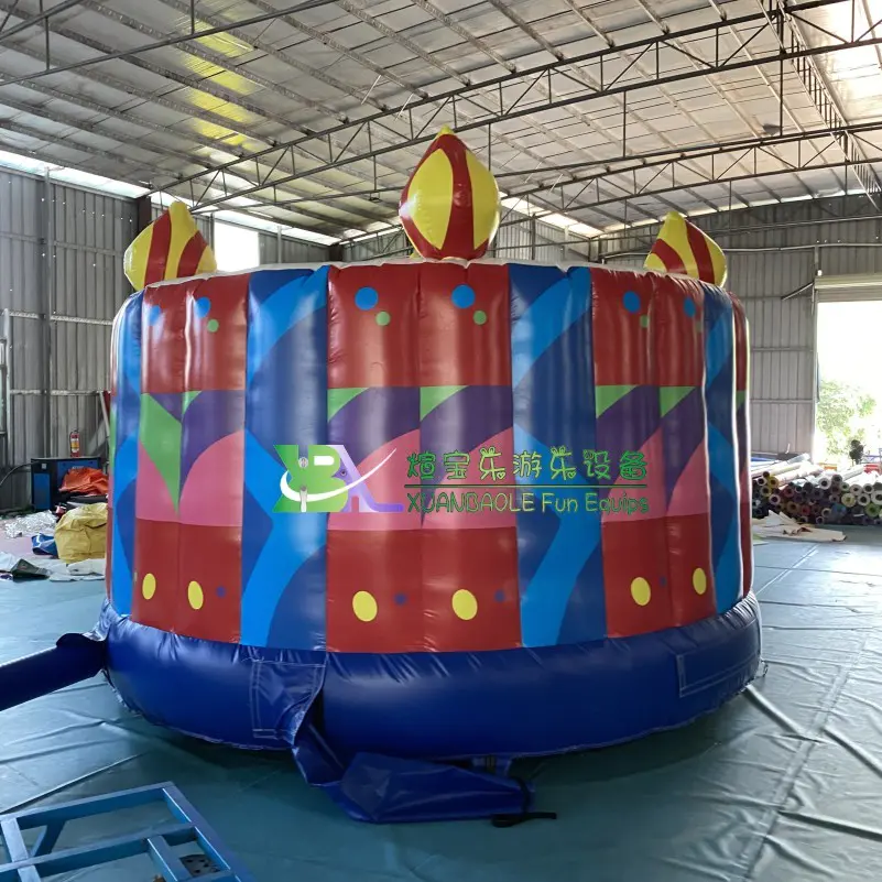 Red Birthday Cake Theme Inflatable Moonwalk Jumper Bouncy House