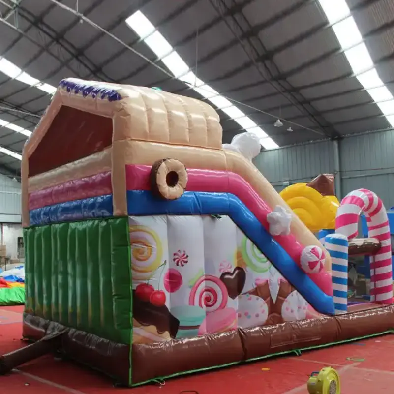Candy Inflatable Bouncy Slide, Kids Zone Sweet Chocolate Trampoline slide