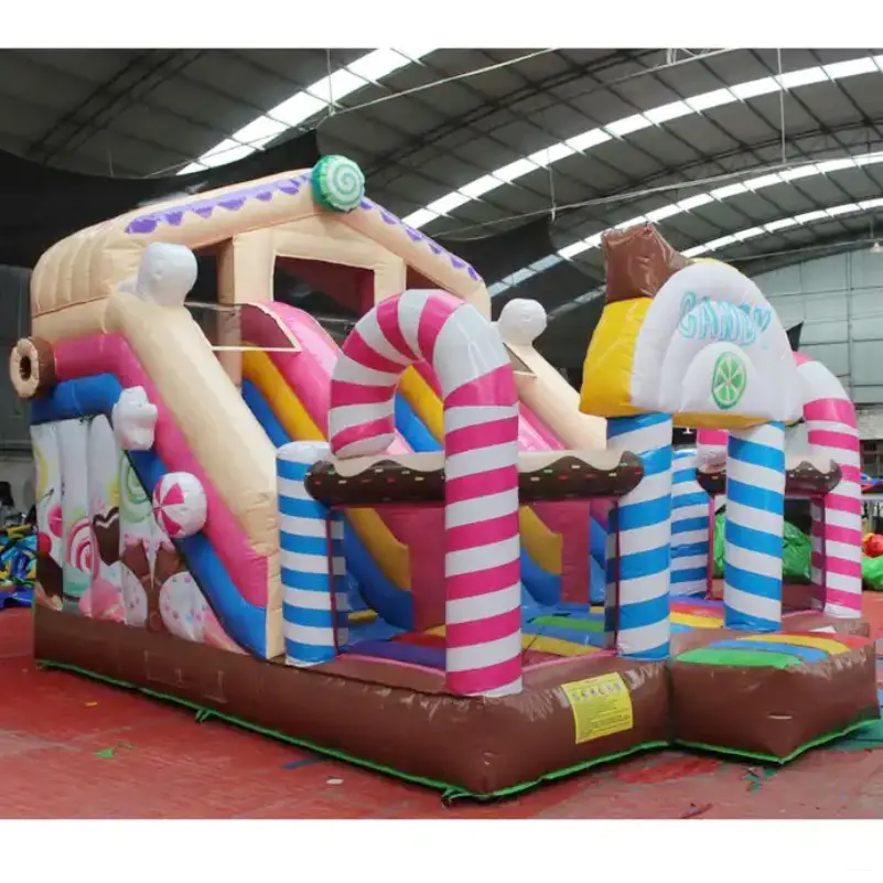 Candy Inflatable Bouncy Slide, Kids Zone Sweet Chocolate Trampoline slide
