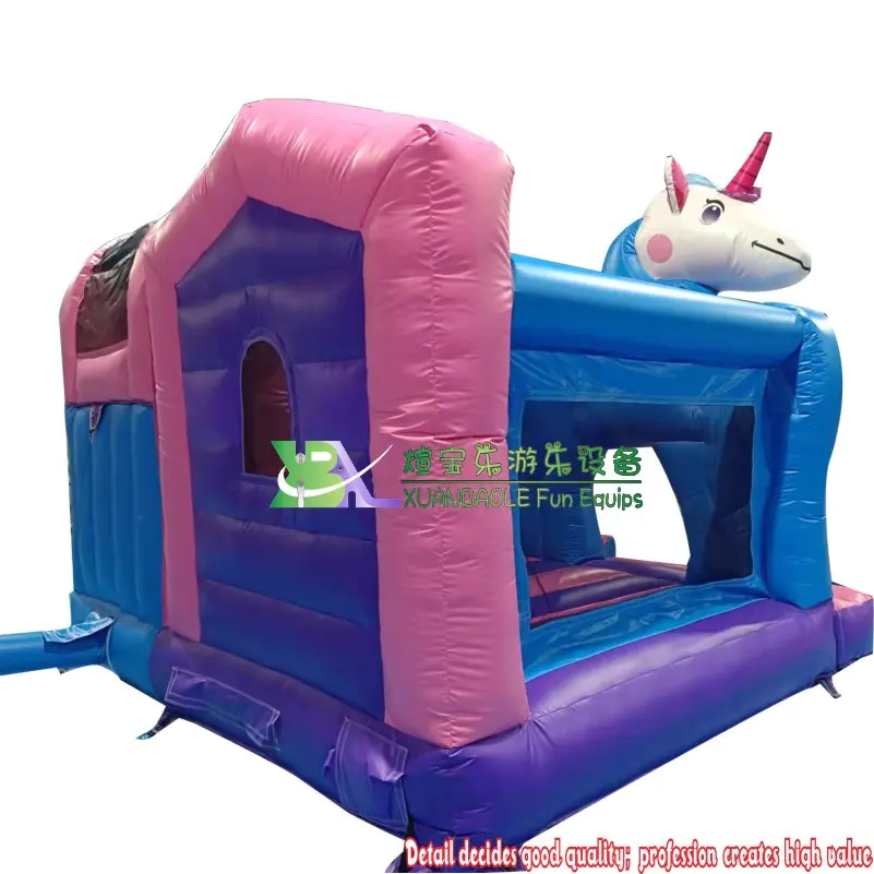 2024 New Mini Inflatable Unicorn Slide And Bounce Combo Fun City