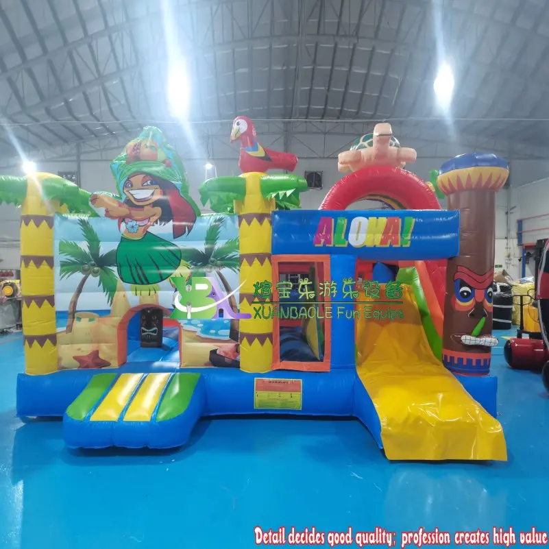Hawaii Aloha Inflatable Party Bounce Commercial Inflatable Bouncer Moon Bounce House/ Bouncy Slide Combo for Kids