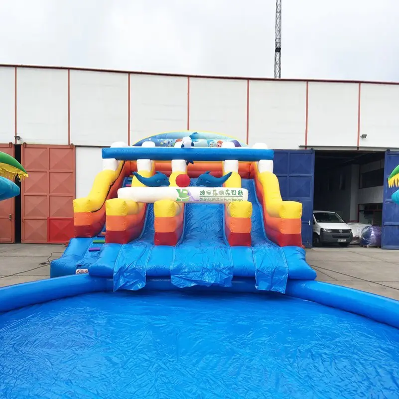 Factory inflatable castle slides Pool slide, large water park big big pool Ocean World ship