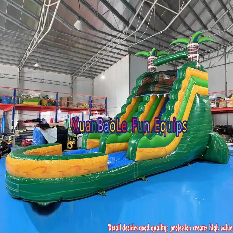 Commercial Grade 22 Ft Crush Water Slide Green Marble inflatable water slide
