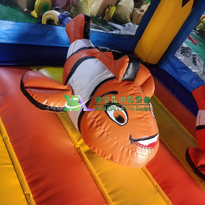 The Octopus Bouncy Slide Jumping House Combo With Lovely Fish Cartoons