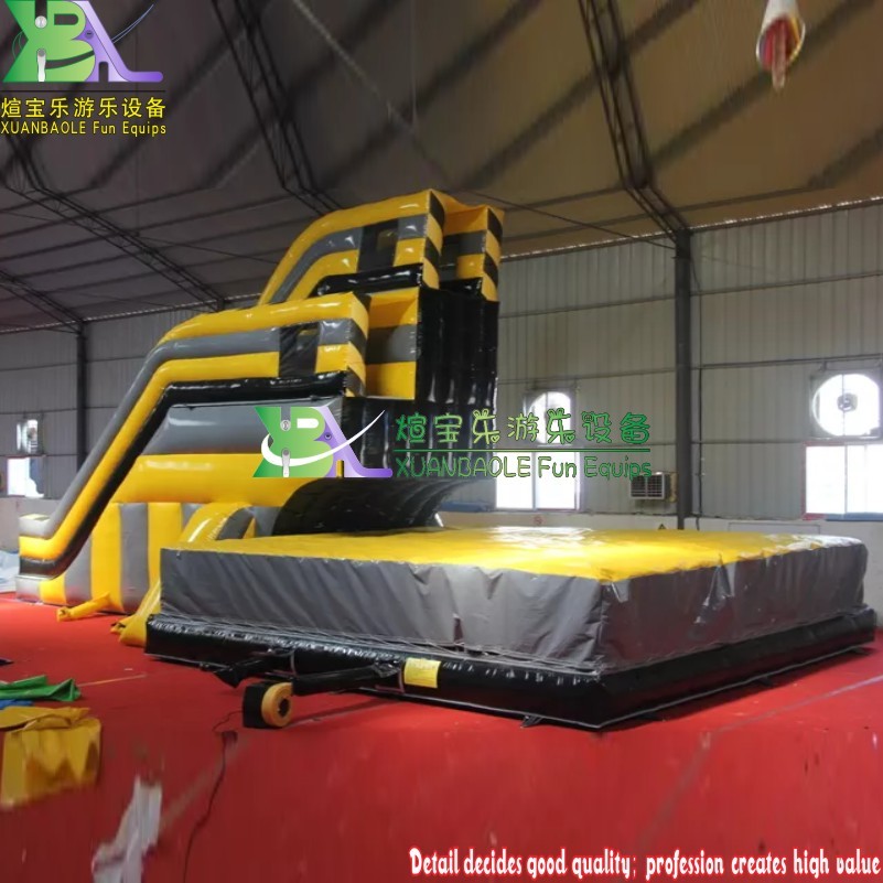 Safe Inflatable Stunt Jump Freefall Double Jump Platform with Air Bag and Soft Landing Surface