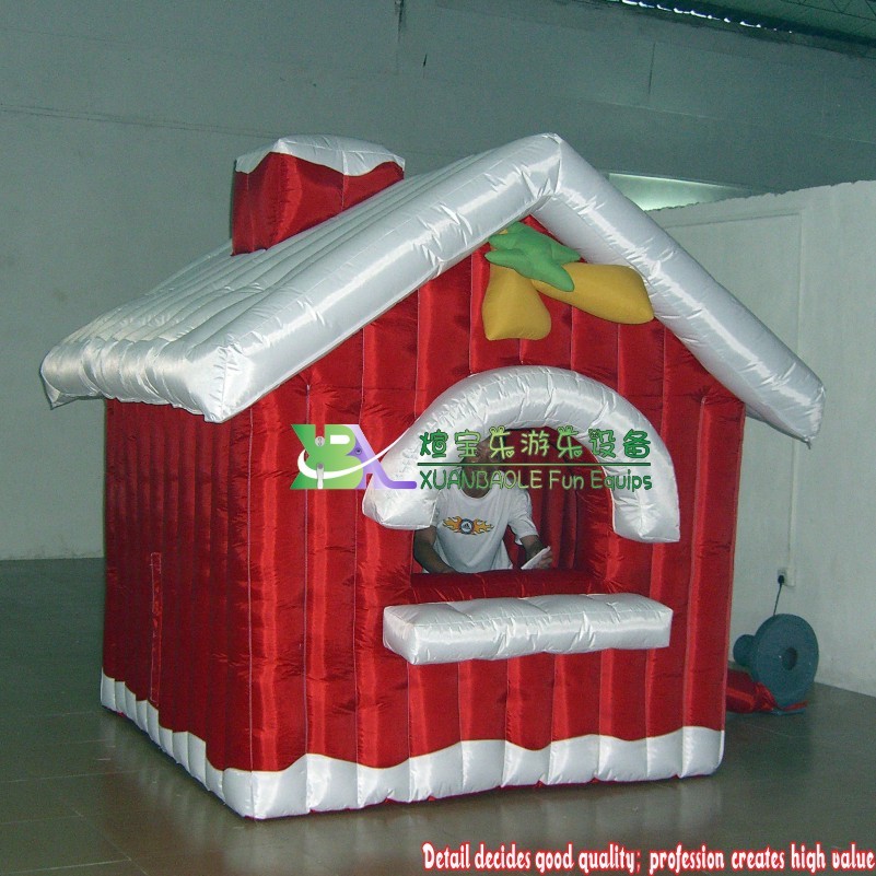 Christmas Decoration Red Inflatable Santa House Inflatable Grotto House Tent for Xmas Party