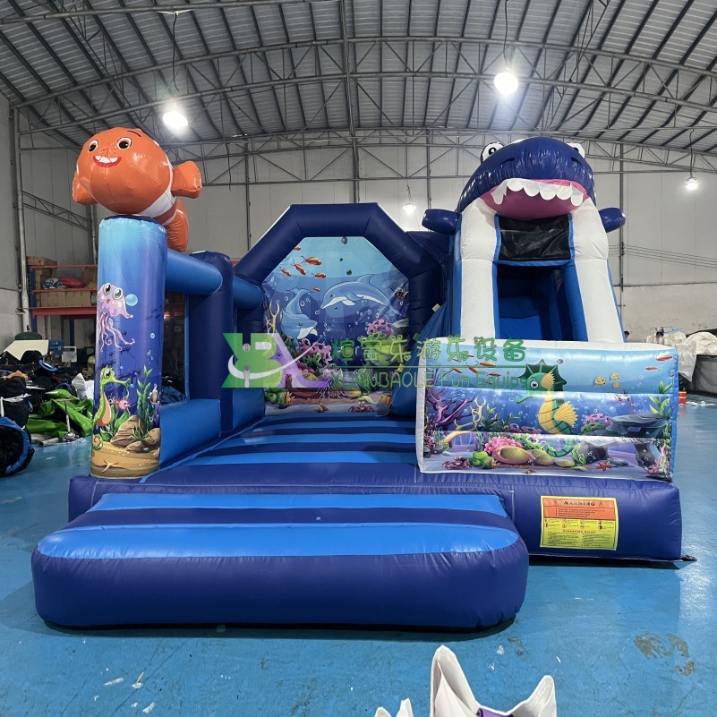 Finding Nemo Experience Bouncy Castle Combo, Clown Fish Inflatable Combo Slide Playground