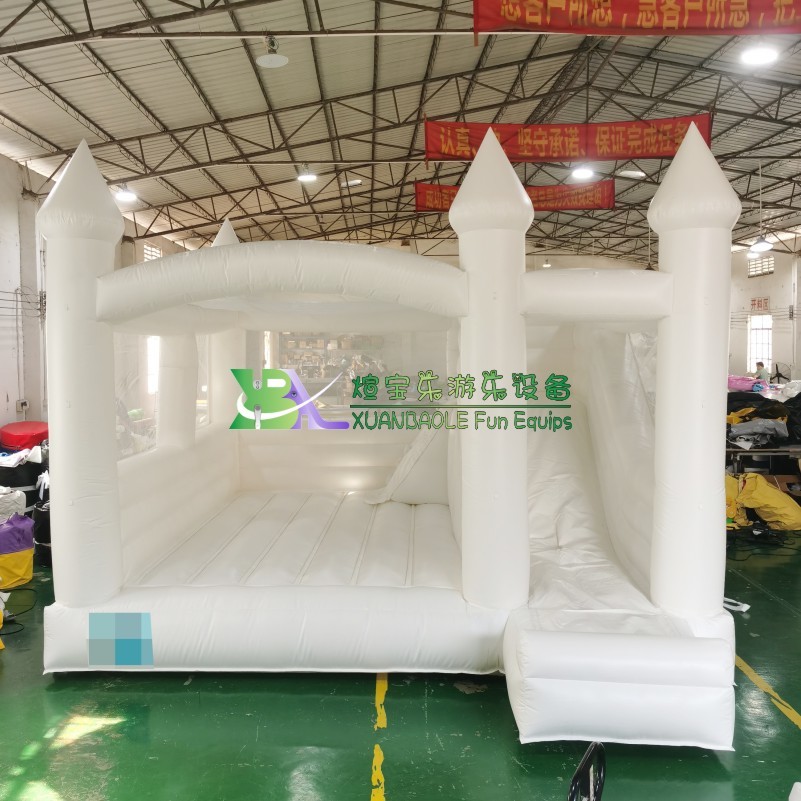 New Outdoor White Wedding Bouncer Combo Inflatable Jumping Bouncy Castle With Slide