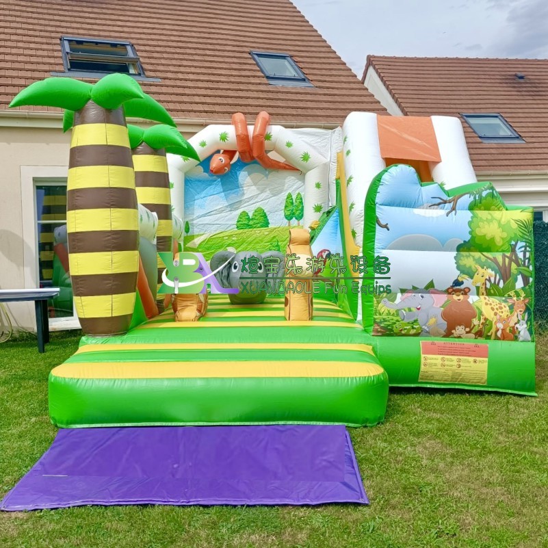 Commercial Air Jungle Combo Trampoline Castle Bounce Slide, Kids Toddler Bouncy Game