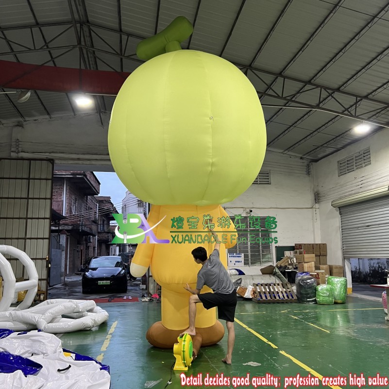 Yellow Inflatable Short Hair Woman Balloon With Cup For Party/Event