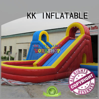 KK INFLATABLE funny commercial inflatable water slides fire truck shape for swimming pool