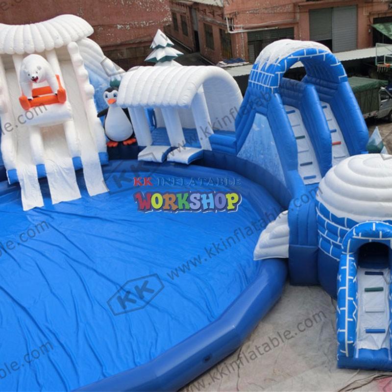 kids inflatable water park blue for children KK INFLATABLE-3