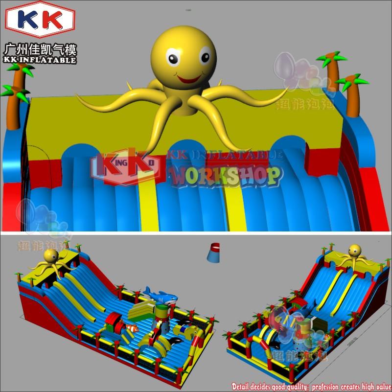 KK INFLATABLE jump bed blow up water slide supplier for swimming pool-3
