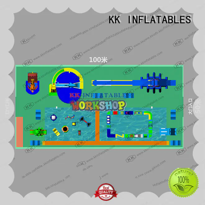 multichannel inflatable water parks blue for amusement park KK INFLATABLE