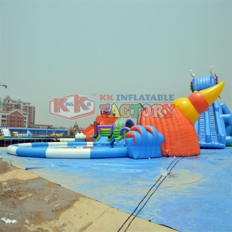slide pool combination inflatable water playground cartoon for seaside KK INFLATABLE-3